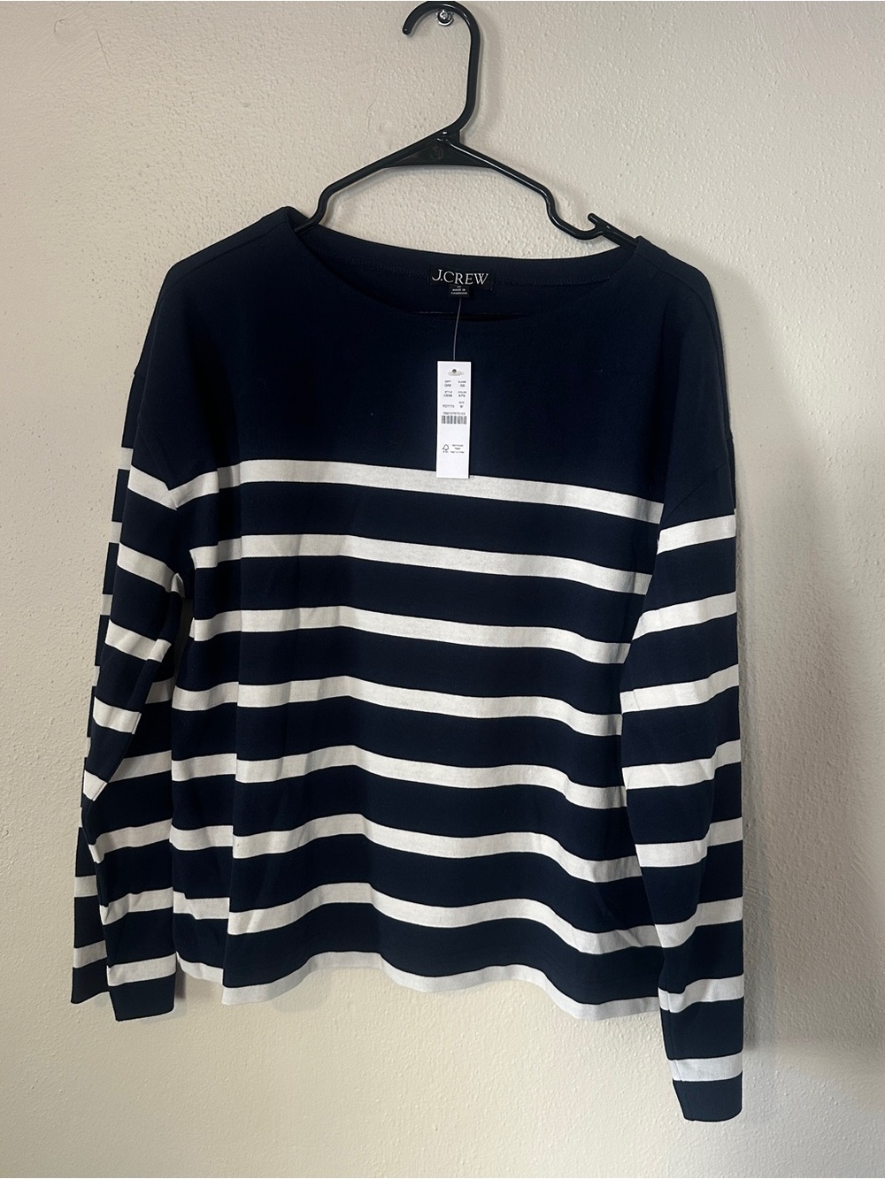 J.Crew NWT Navy Striped Cotton Top